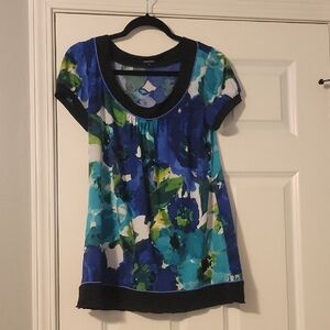 Maurices Blue and Green Floral Blouse